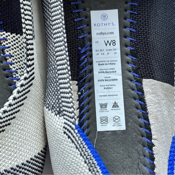 Rothy's The Flat Captoe Black Color block Textile Size US 8 - Picture 7 of 9